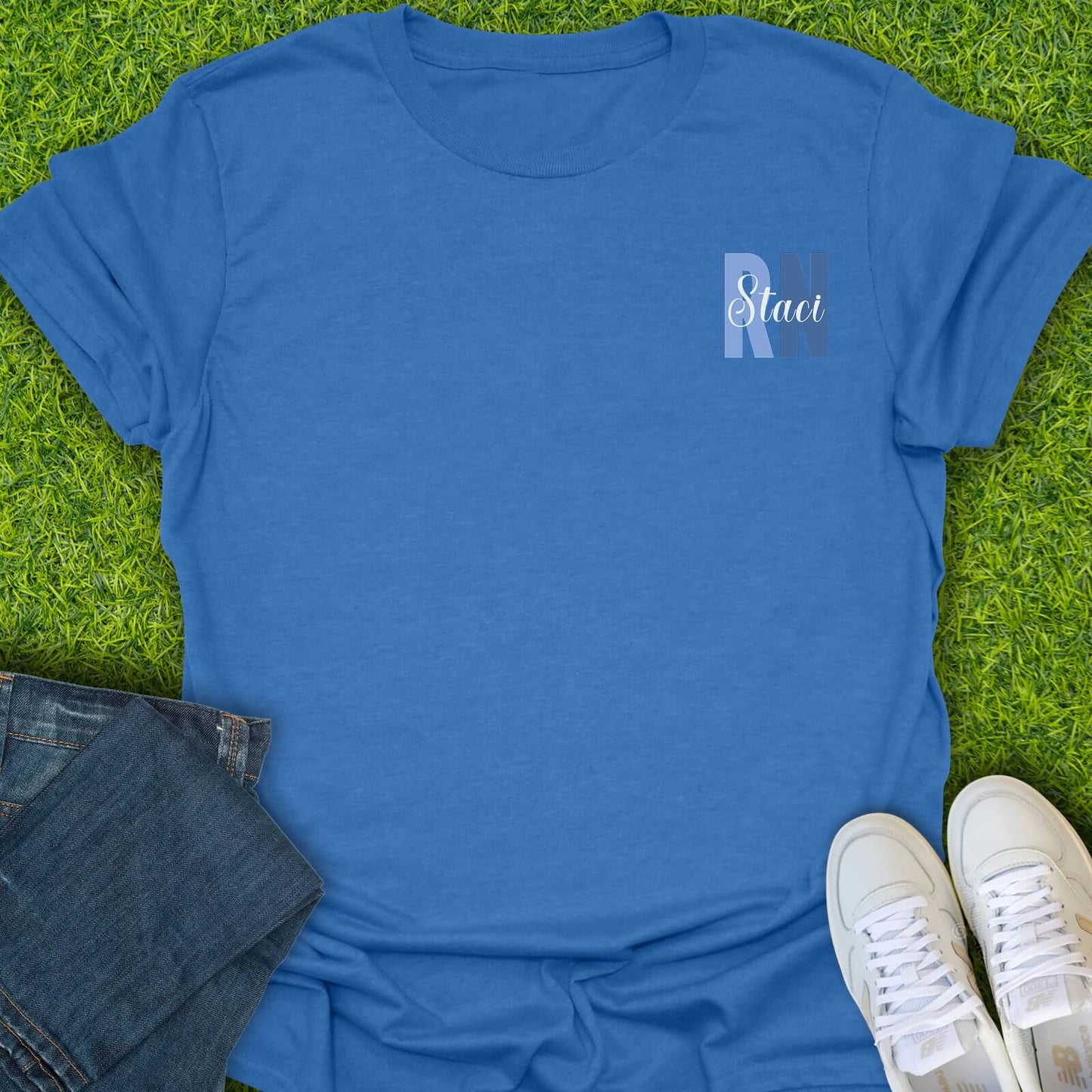 T-Shirt Heather Royal / S Custom RN Nurse Name Tee