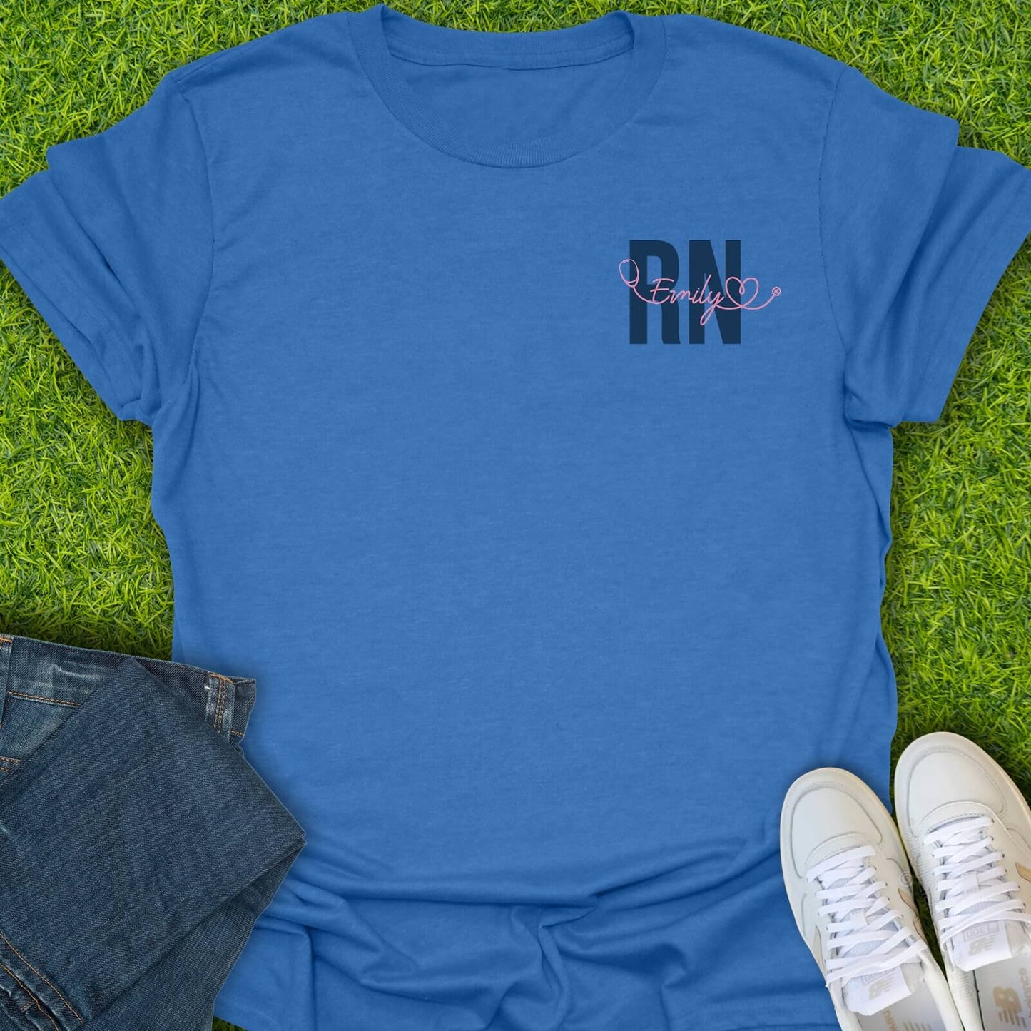 T-Shirt Heather Royal / S Custom RN Stethoscope Tee