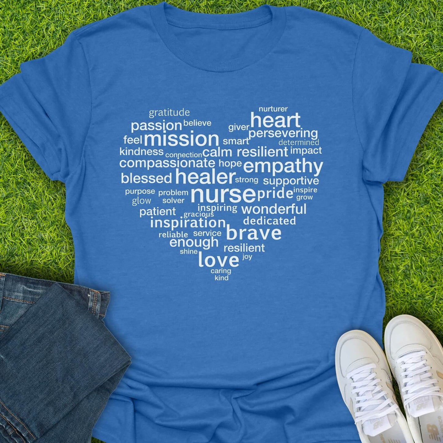 T-Shirt Heather Royal / S Heart Of A Nurse Words Tee