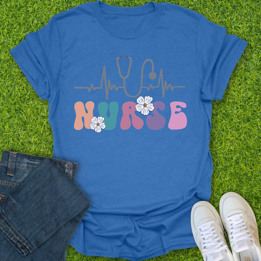 T-Shirt Heather Royal / S Heartbeat Nurse Tee