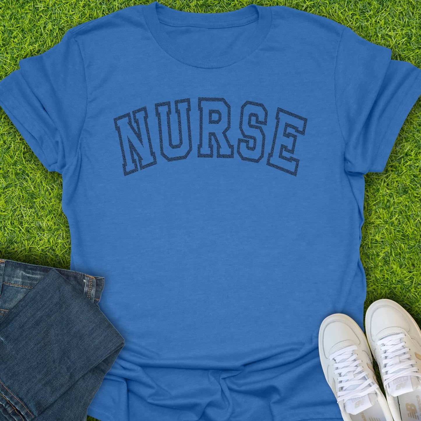 T-Shirt Heather Royal / S Leopard Outline Varsity Nurse Tee