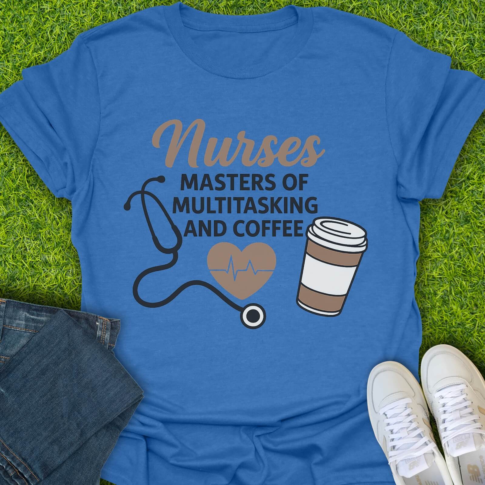 T-Shirt Heather Royal / S Masters Of Multitasking & Coffee Tee