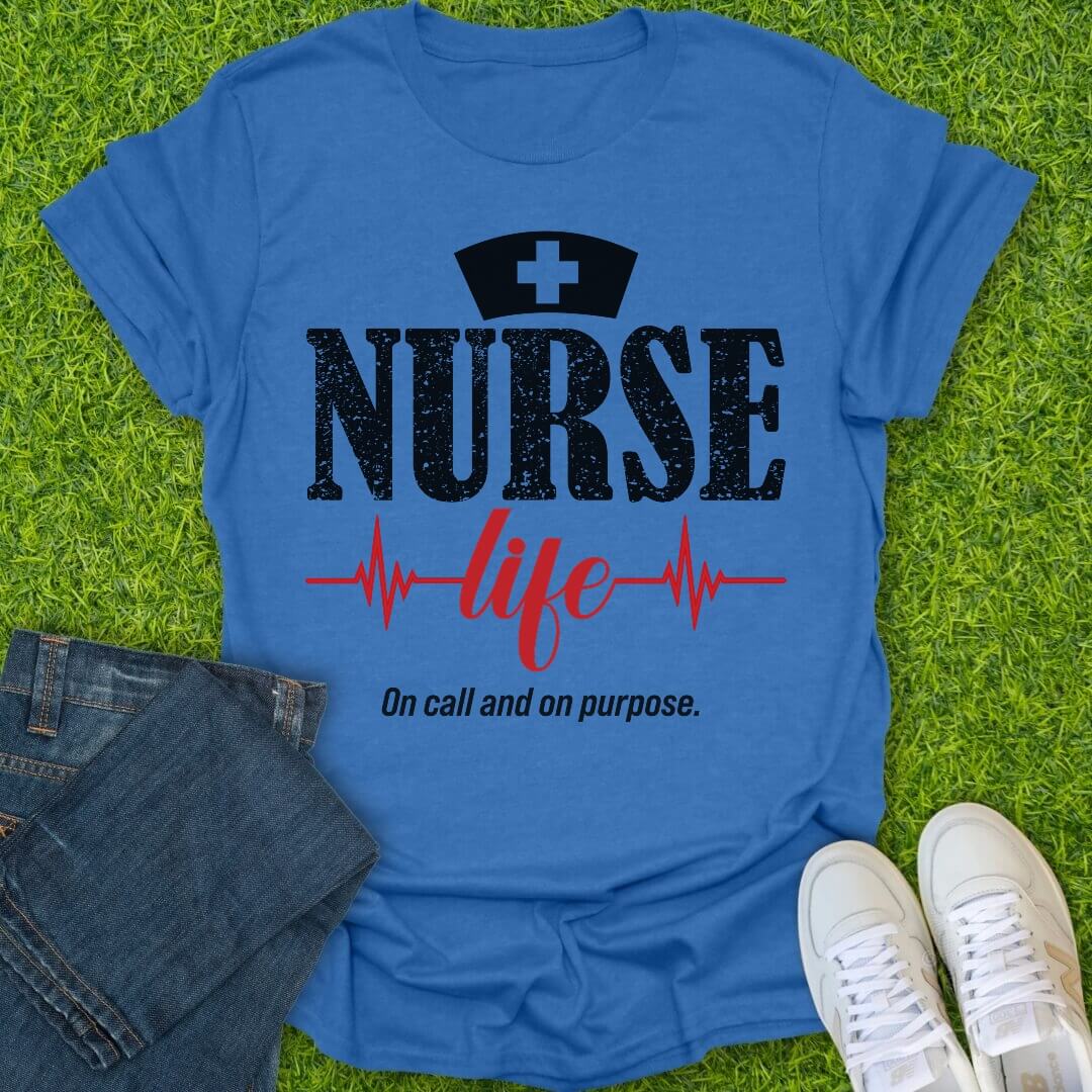 T-Shirt Heather Royal / S Nurse Life With Hearbeat Tee
