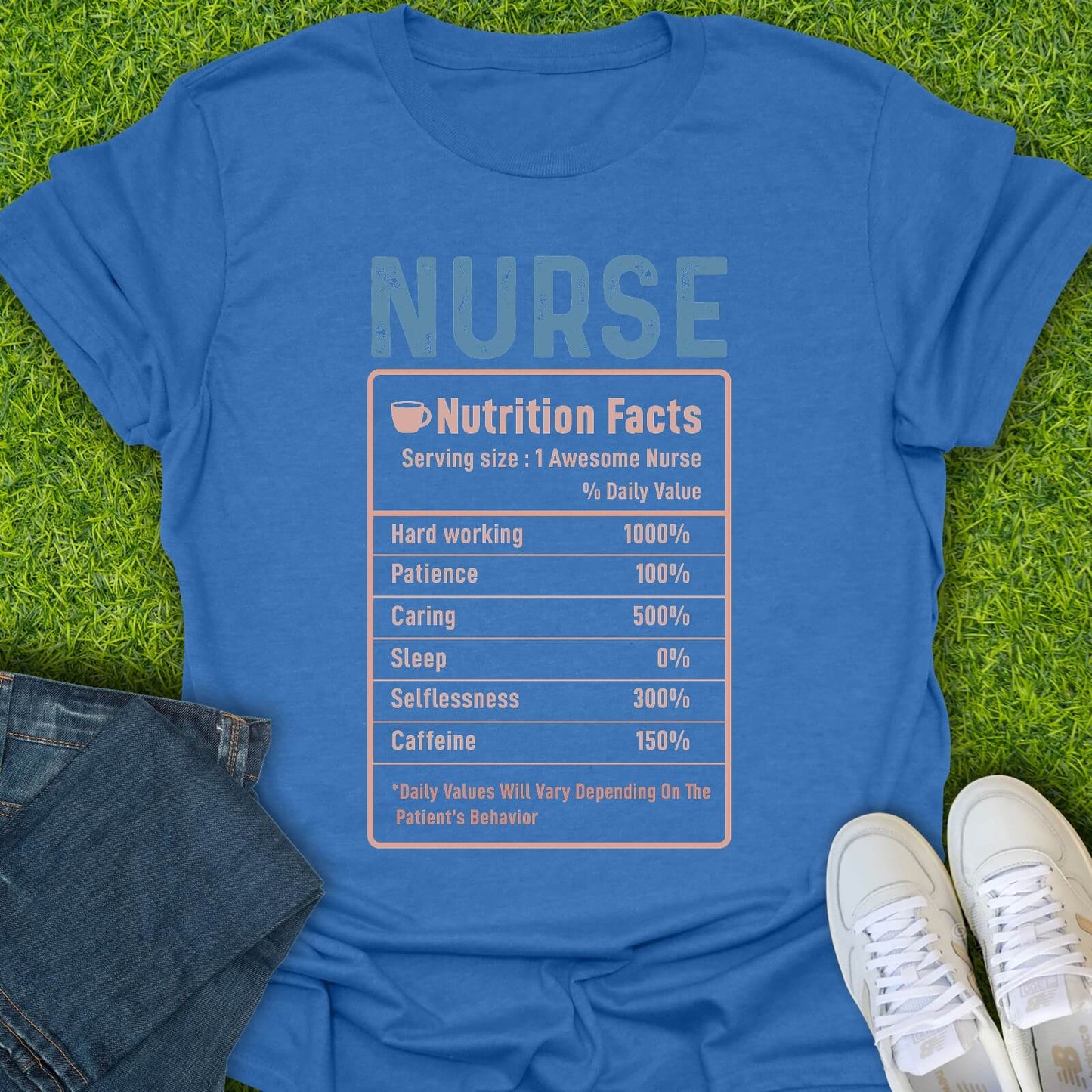 T-Shirt Heather Royal / S Nurse Nutrition Facts Tee