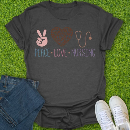 T-Shirt Heather Royal / S Peace Love Nursing Tee