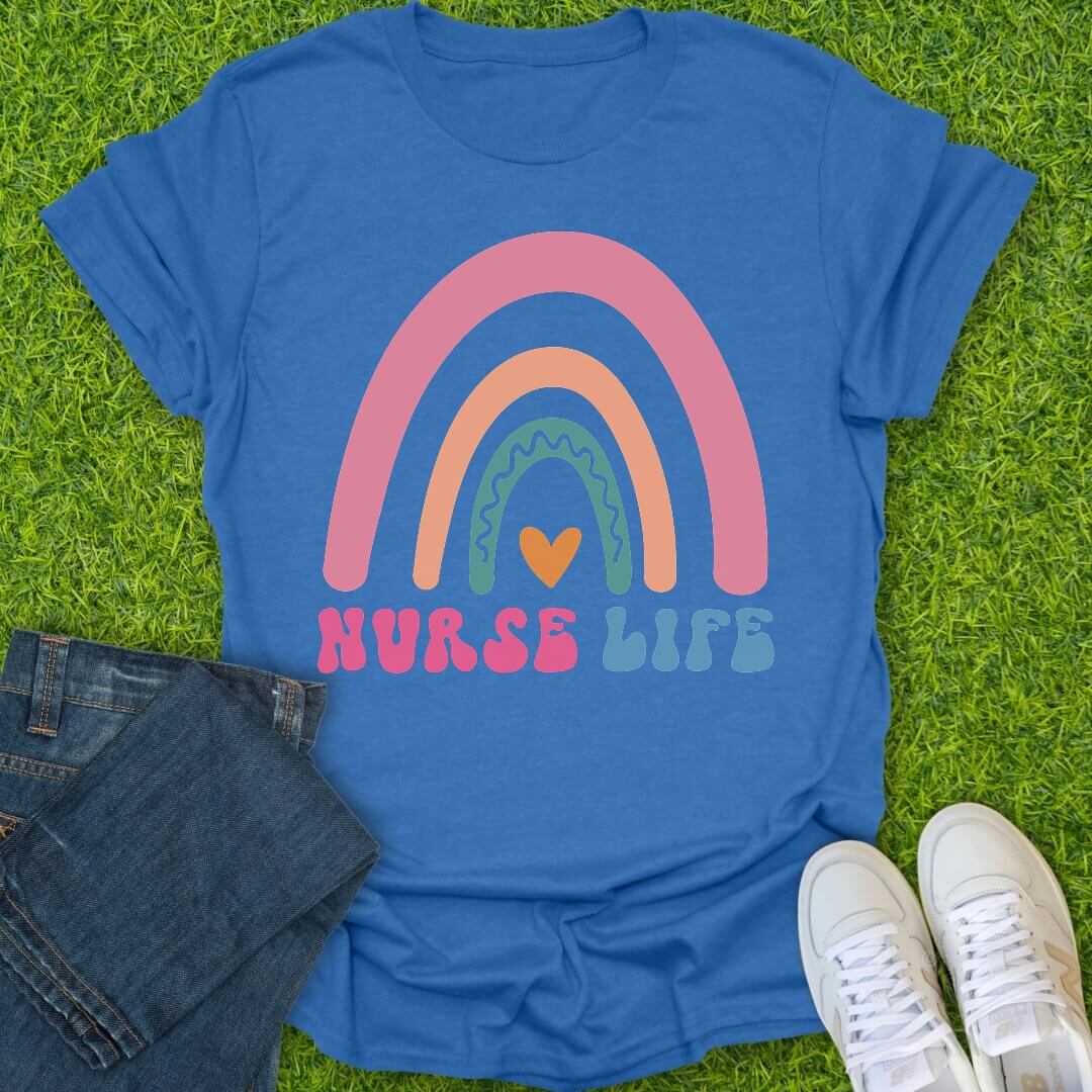 T-Shirt Heather Royal / S Rainbow Nurse Life Tee