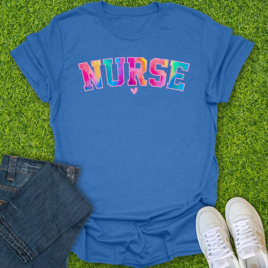 T-Shirt Heather Royal / S Rainbow Nurse Varsity Tee