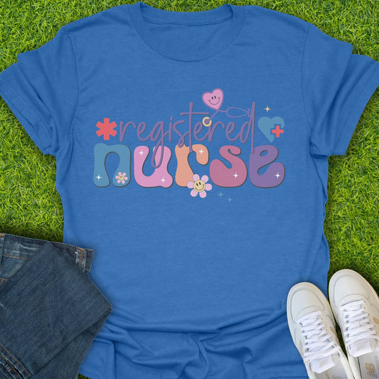 T-Shirt Heather Royal / S Registered Nurse Cute Retro Tee