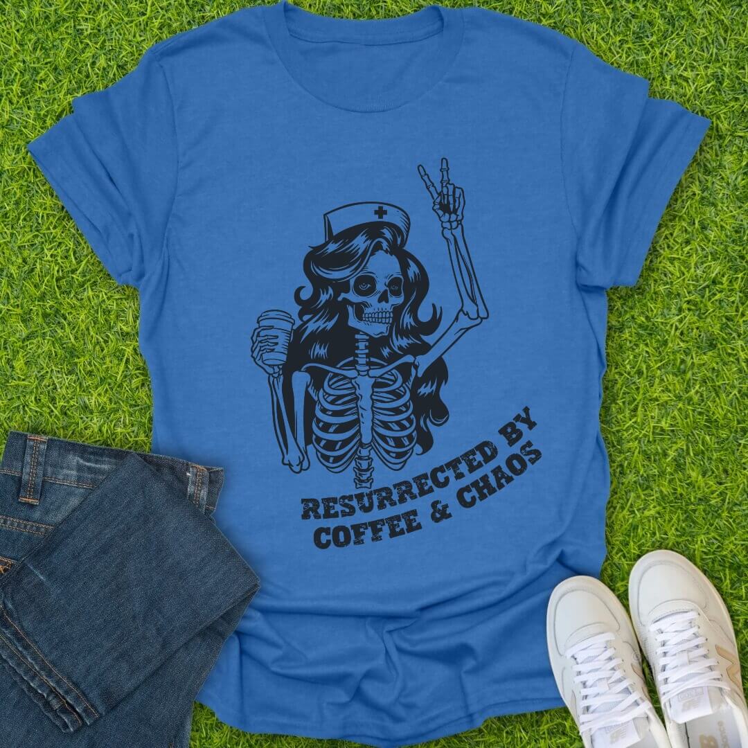 T-Shirt Heather Royal / S Resurrected By Coffee & Chaos Tee