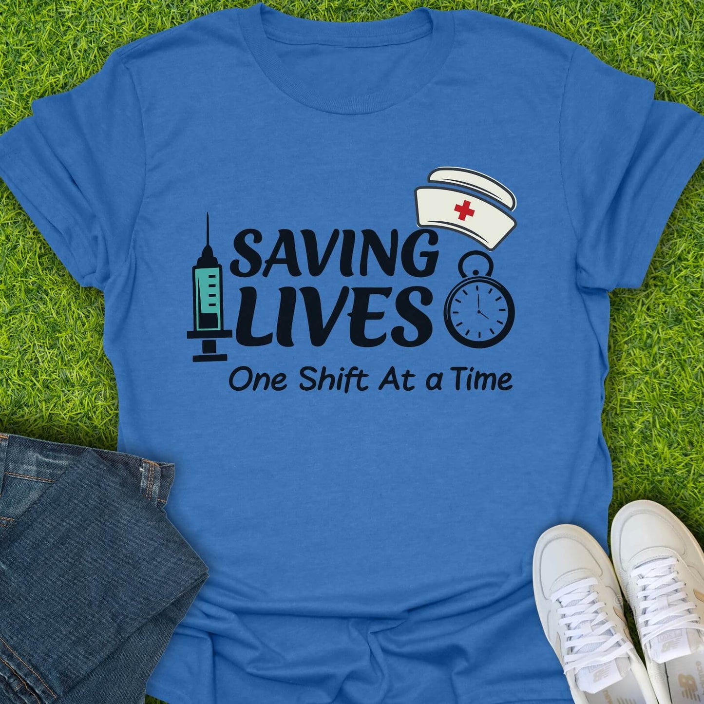 T-Shirt Heather Royal / S Saving Lives One Shift At A Time Tee