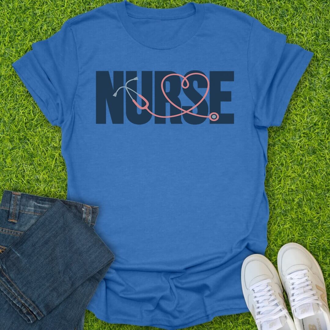 T-Shirt Heather Royal / S Stethoscope Heart Nurse Tee