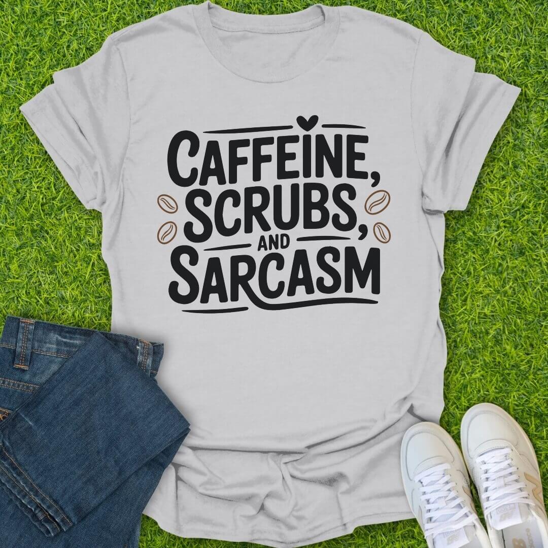 T-Shirt Ice Grey / S Caffeine Scrubs & Sarcasm Tee