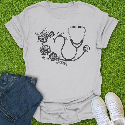 T-Shirt Ice Grey / S Caring In Full Bloom Tee