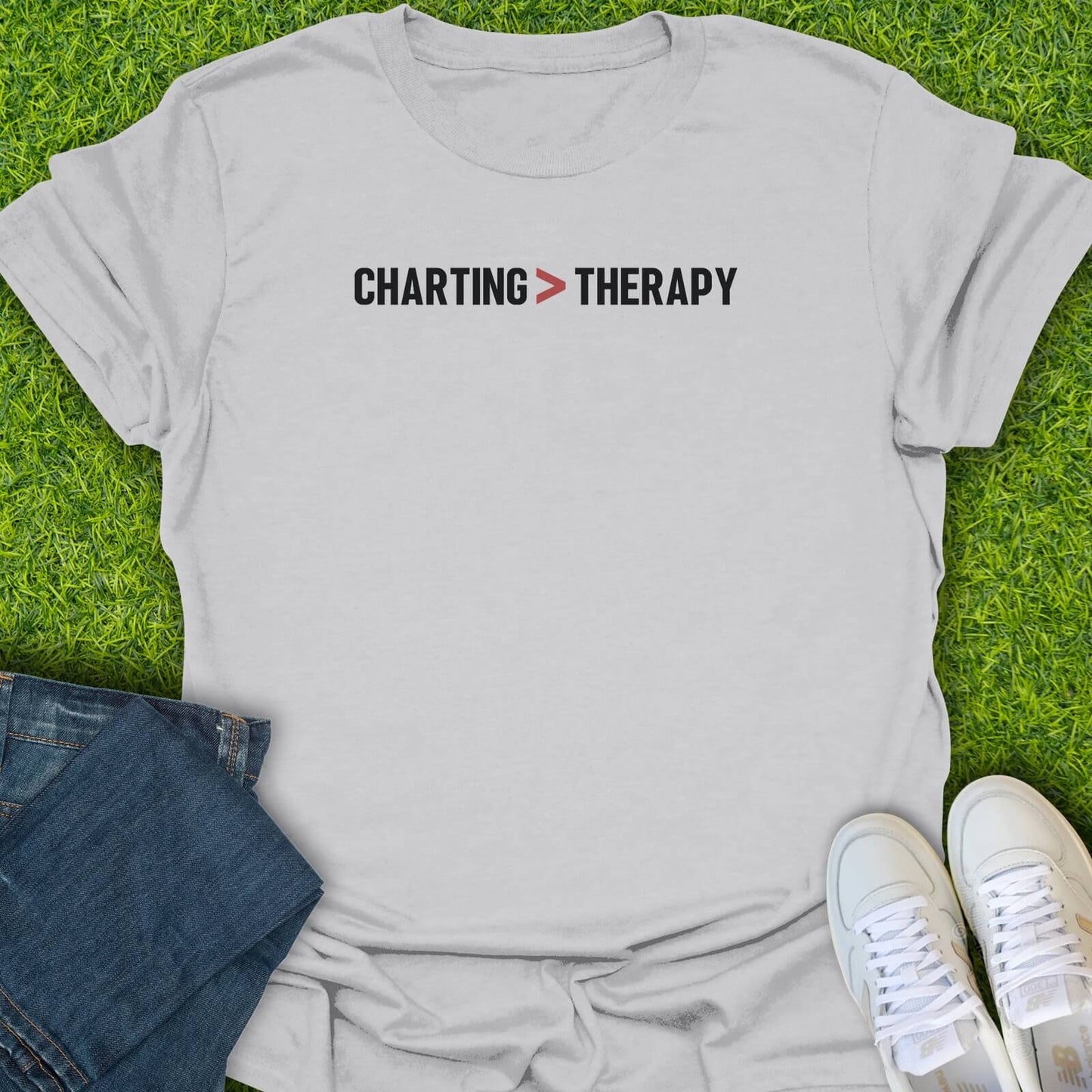 T-Shirt Ice Grey / S Charting Is Better Than Therapy Tee
