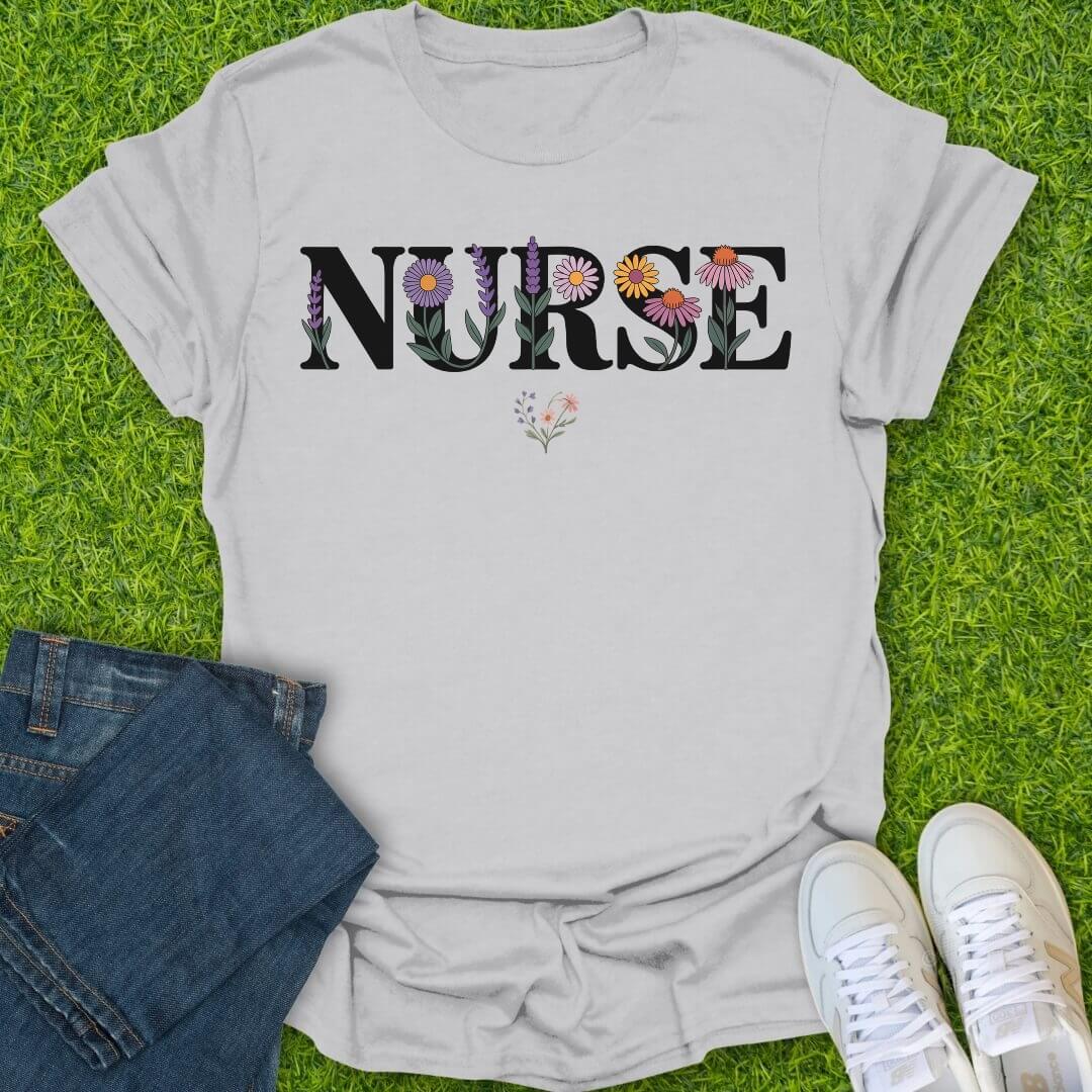 T-Shirt Ice Grey / S Floral Nurse Tee