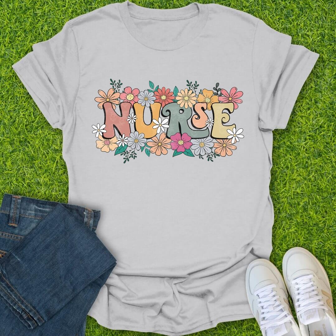 T-Shirt Ice Grey / S Floral Spirit Nurse Tee