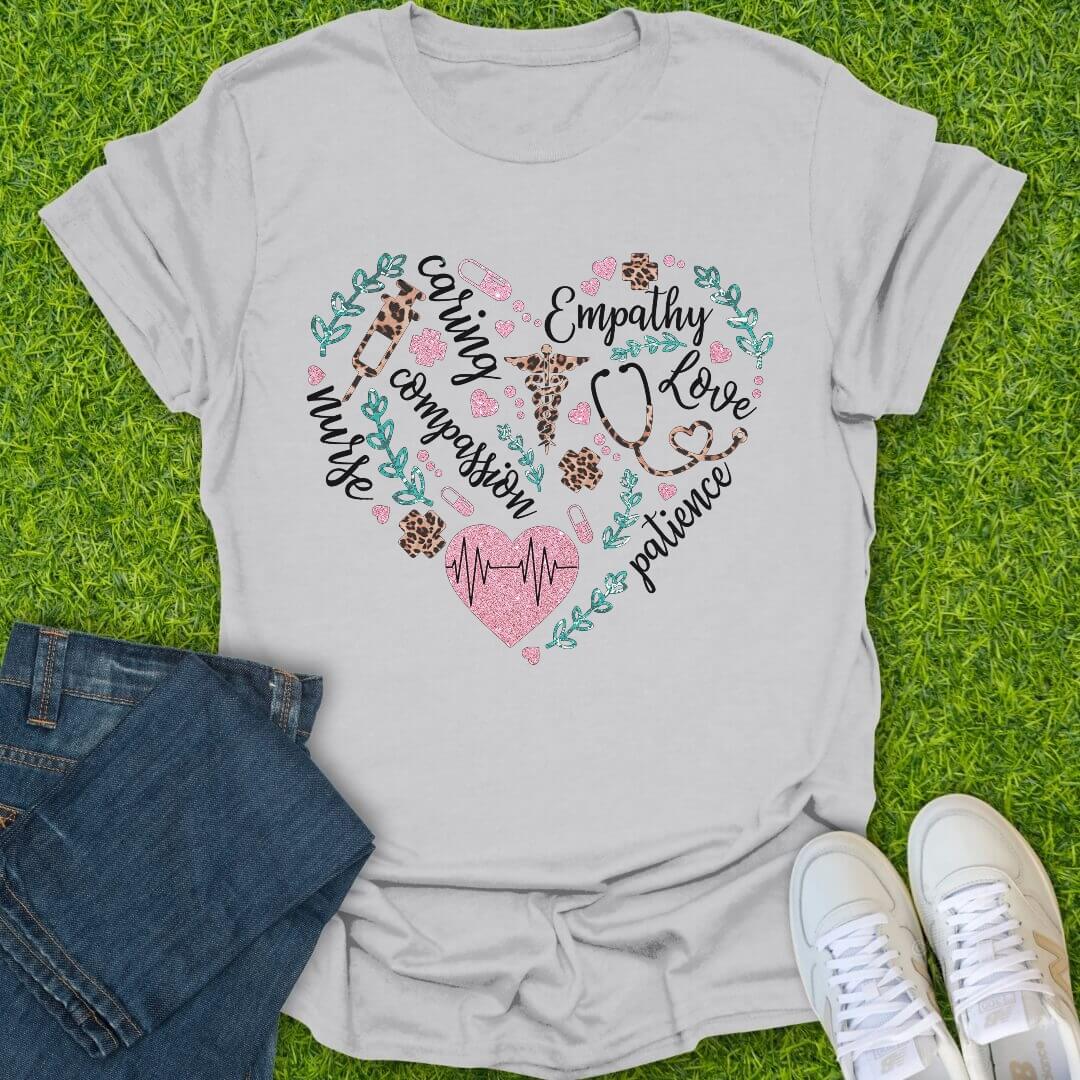T-Shirt Ice Grey / S Heart of a Nurse Tee