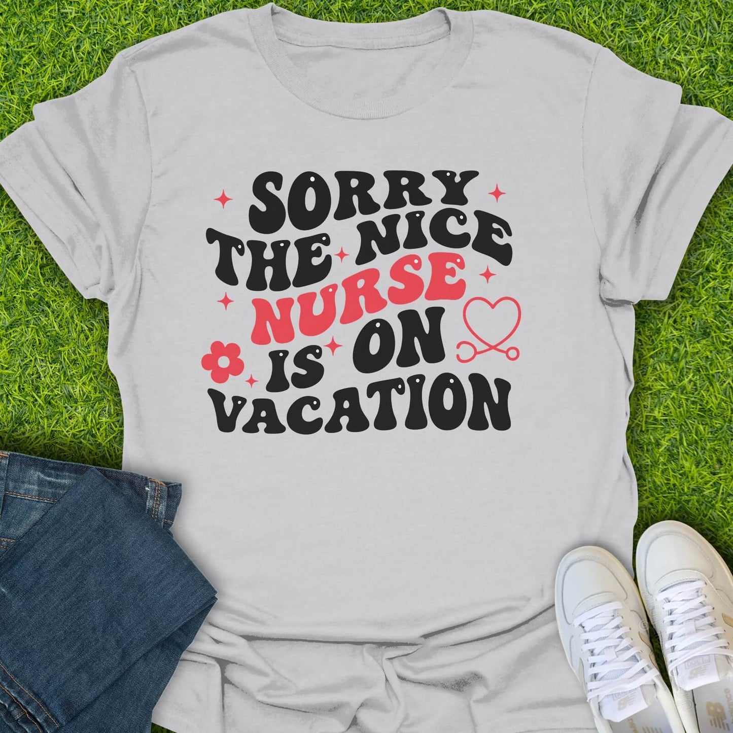 T-Shirt Ice Grey / S Nurse Is On Vacation Tee