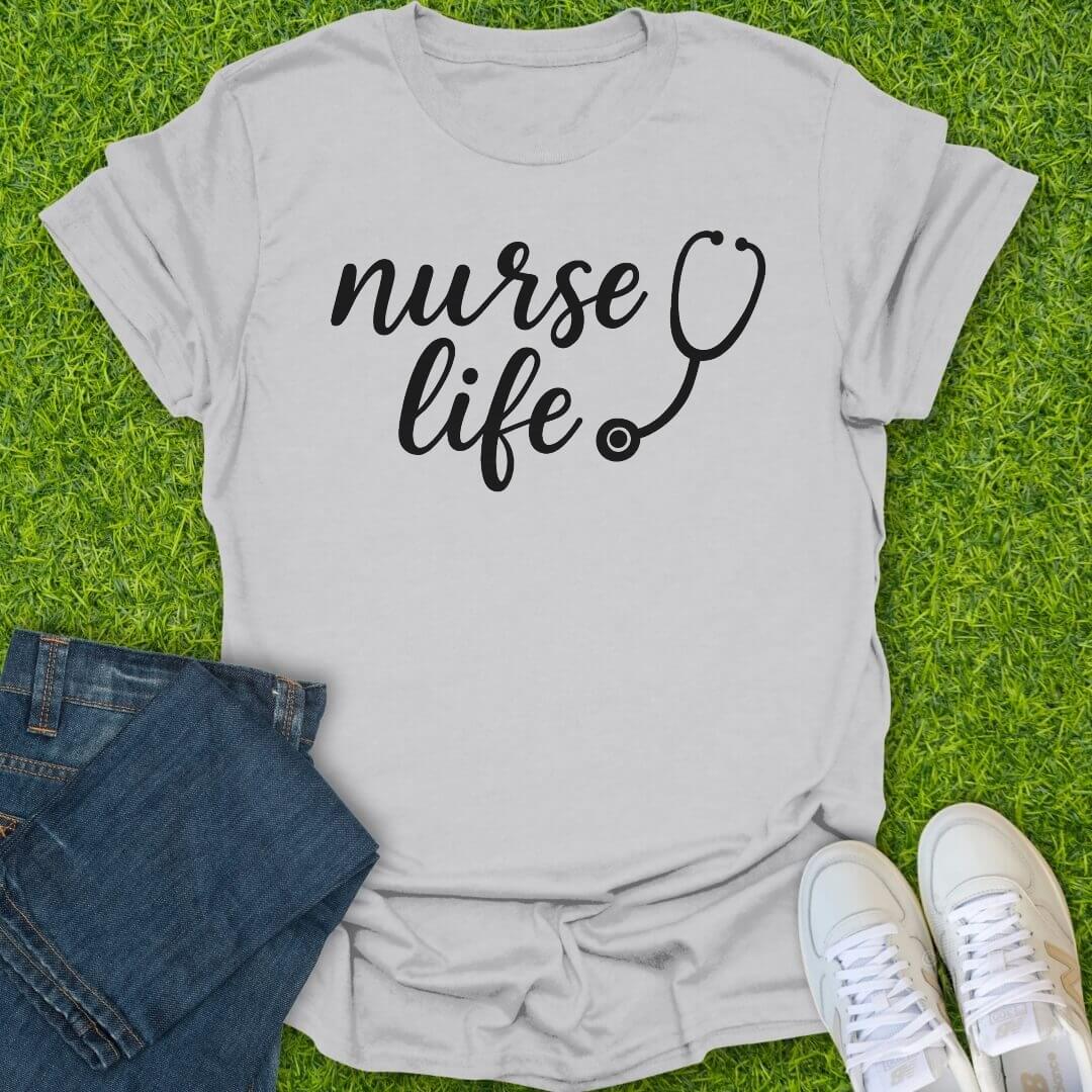 T-Shirt Ice Grey / S Nurse Life Script Tee