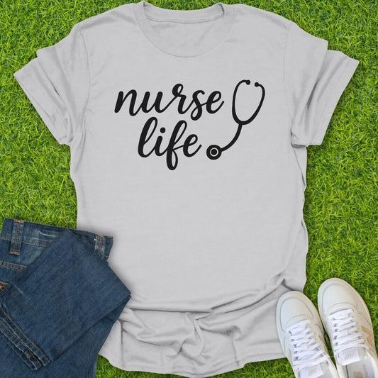 T-Shirt Ice Grey / S Nurse Life Script Tee