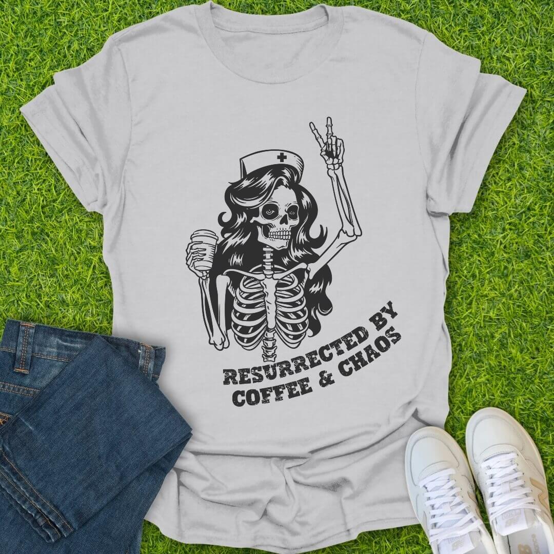 T-Shirt Ice Grey / S Resurrected By Coffee & Chaos Tee