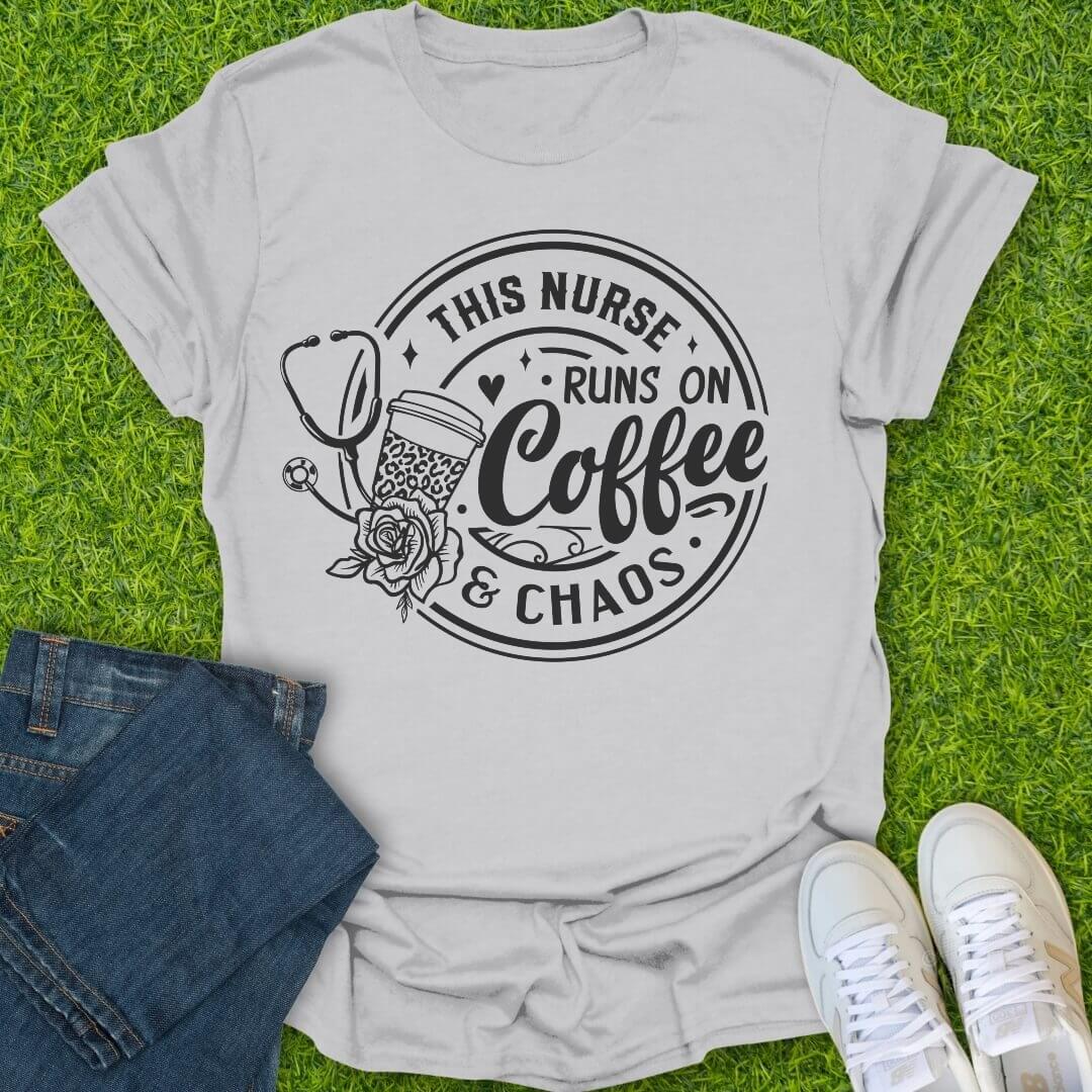 T-Shirt Ice Grey / S Runs On Coffee & Chaos Tee