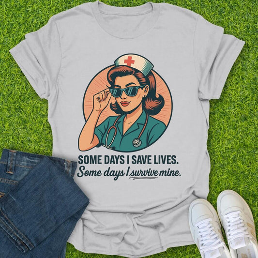 T-Shirt Ice Grey / S Some Days I Save Lives Tee