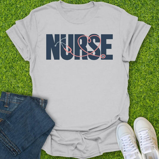 T-Shirt Ice Grey / S Stethoscope Heart Nurse Tee