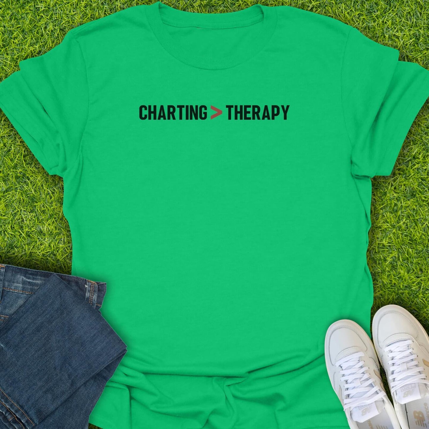 T-Shirt Irish Green / S Charting Is Better Than Therapy Tee
