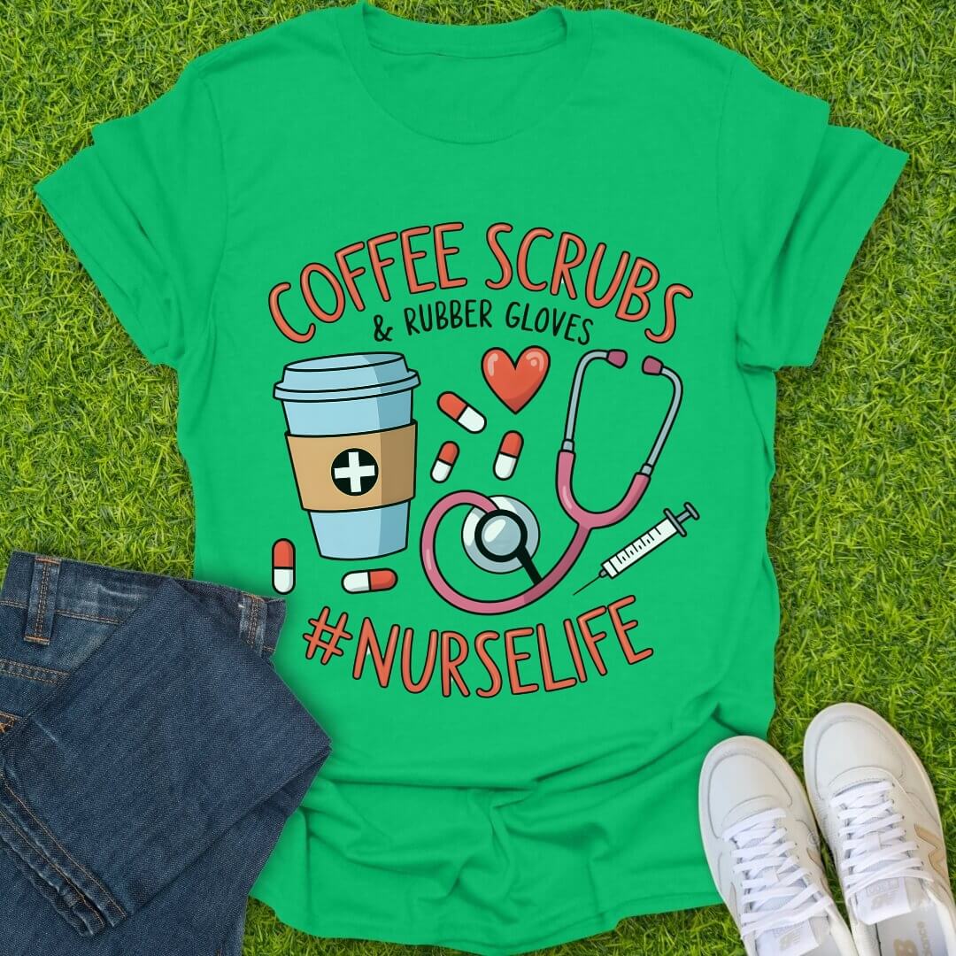 T-Shirt Irish Green / S Coffee Scrubs Tee
