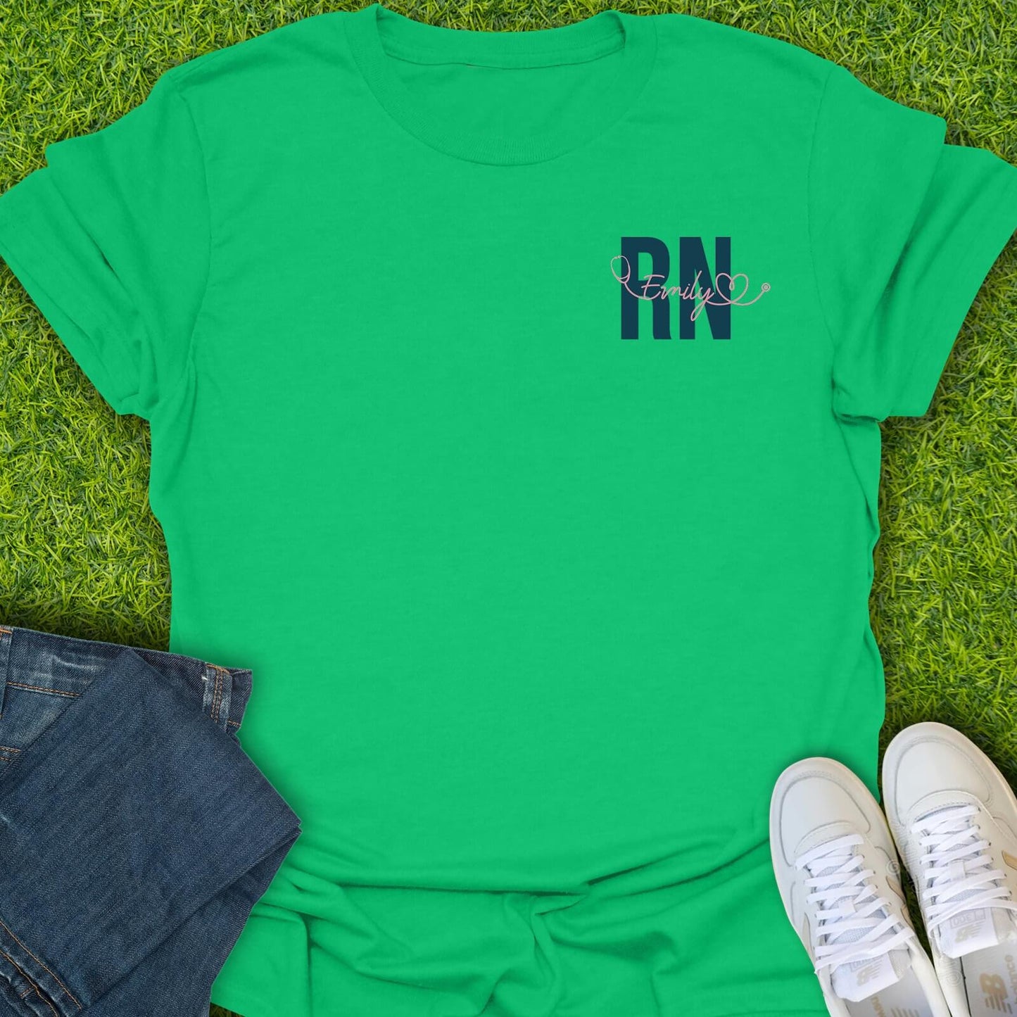 T-Shirt Irish Green / S Custom RN Stethoscope Tee