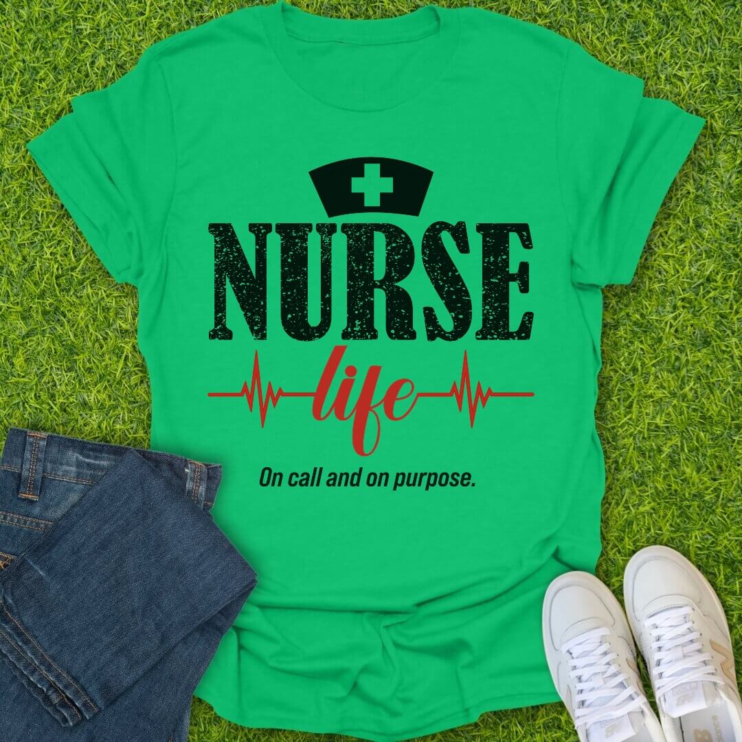 T-Shirt Irish Green / S Nurse Life With Hearbeat Tee