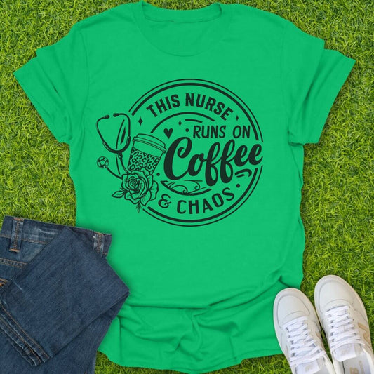T-Shirt Irish Green / S Runs On Coffee & Chaos Tee