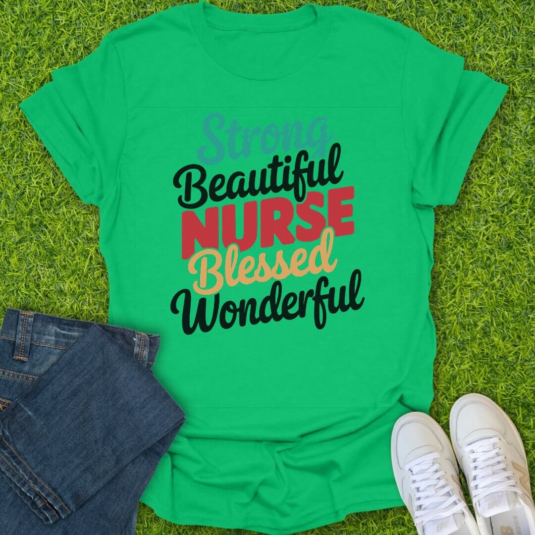 T-Shirt Irish Green / S Strong Beautiful Nurse Tee