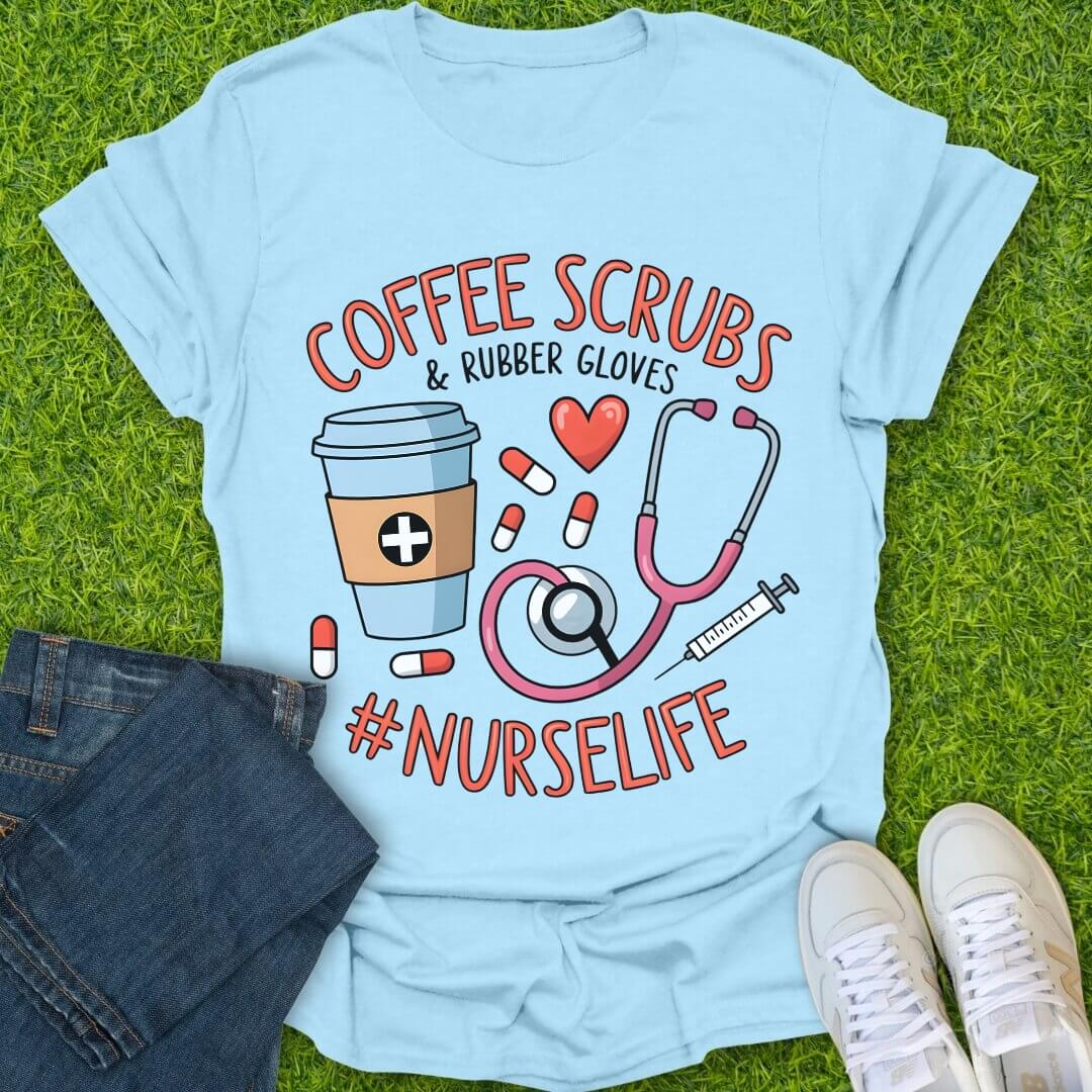 T-Shirt Light Blue / S Coffee Scrubs Tee
