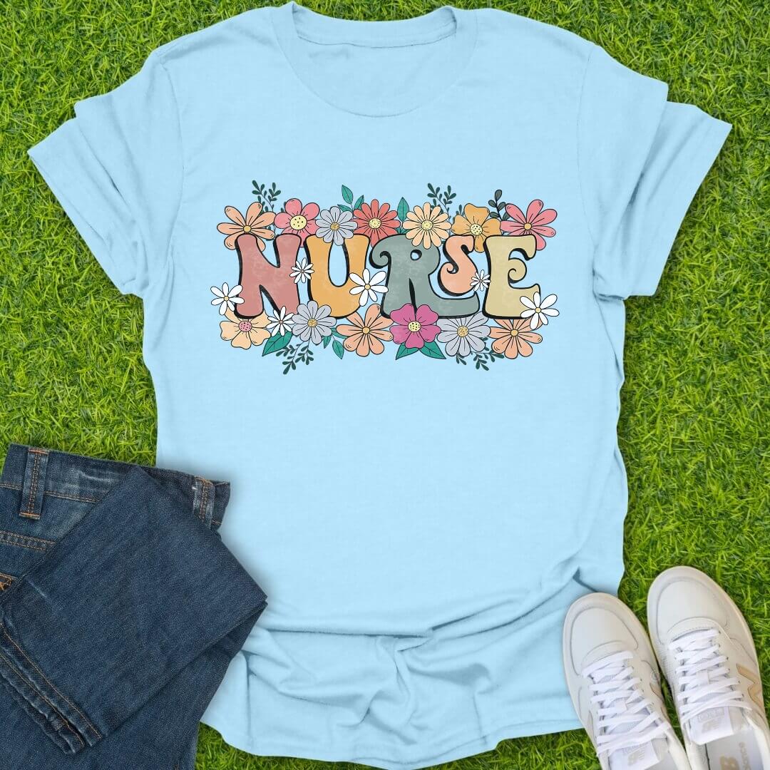 T-Shirt Light Blue / S Floral Spirit Nurse Tee