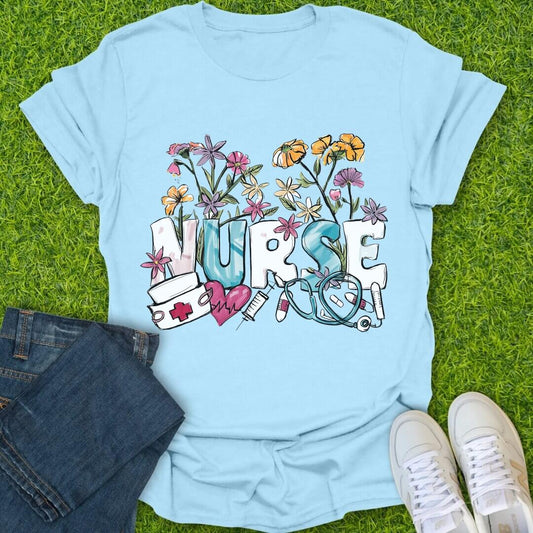 T-Shirt Light Blue / S Hand Painted Healing Tee