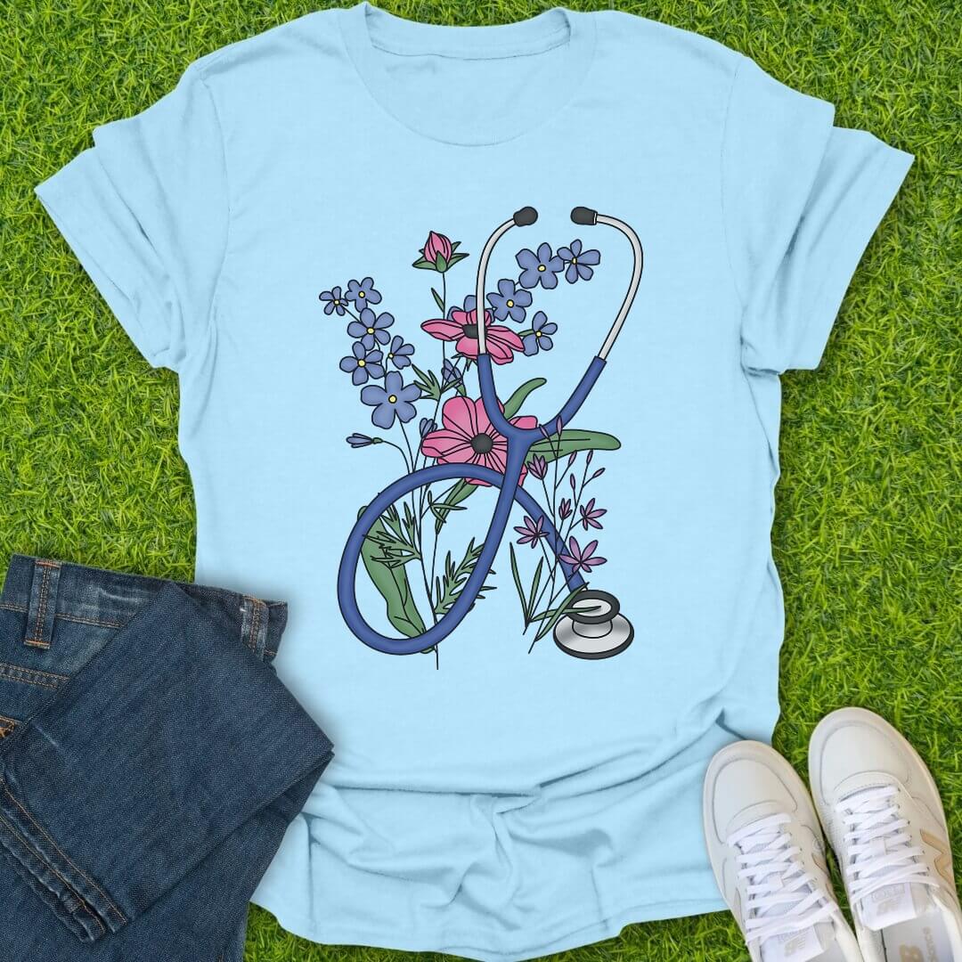 T-Shirt Light Blue / S Healing Blooms Tee
