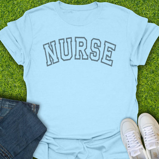 T-Shirt Light Blue / S Leopard Outline Varsity Nurse Tee