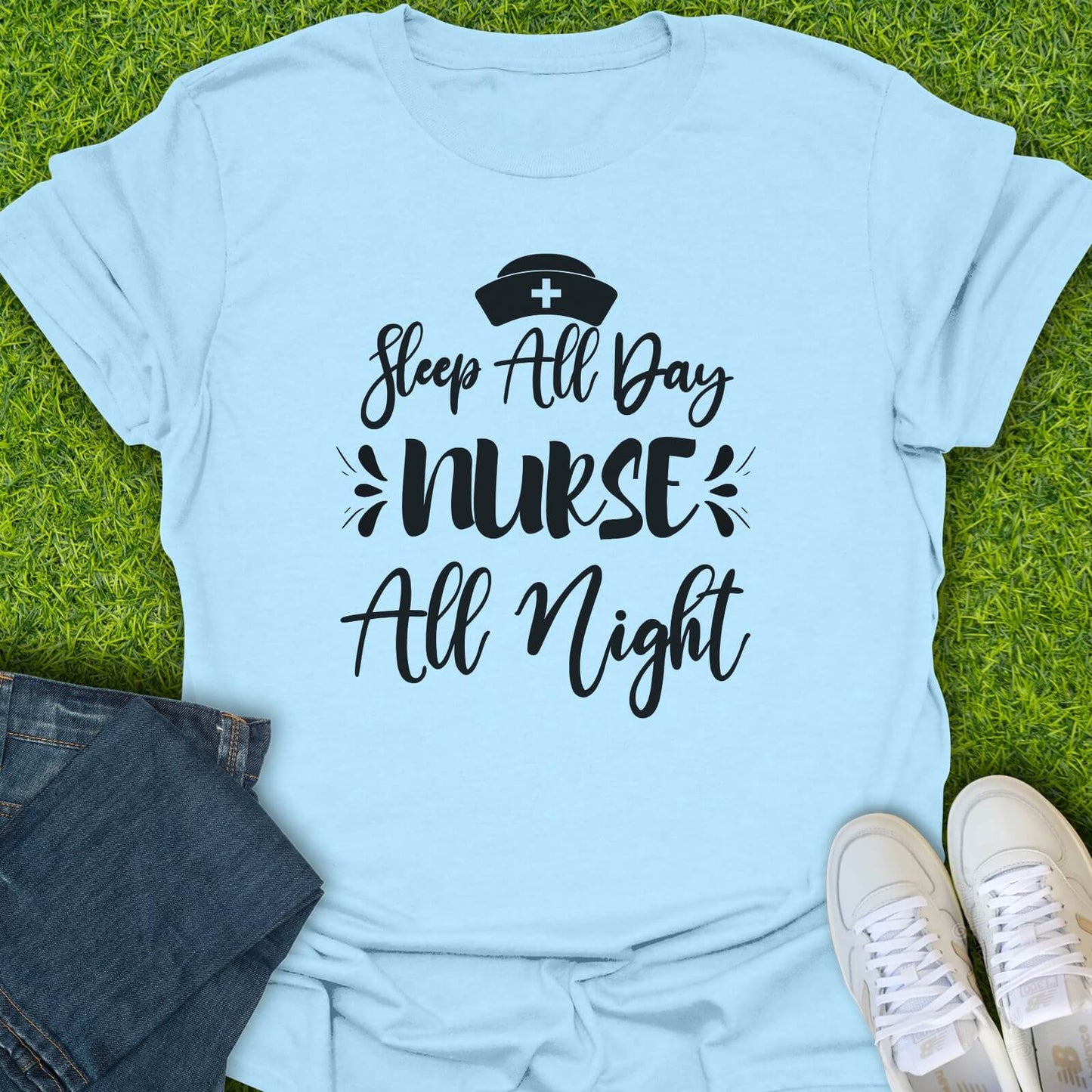 T-Shirt Light Blue / S Nurse All Night Tee