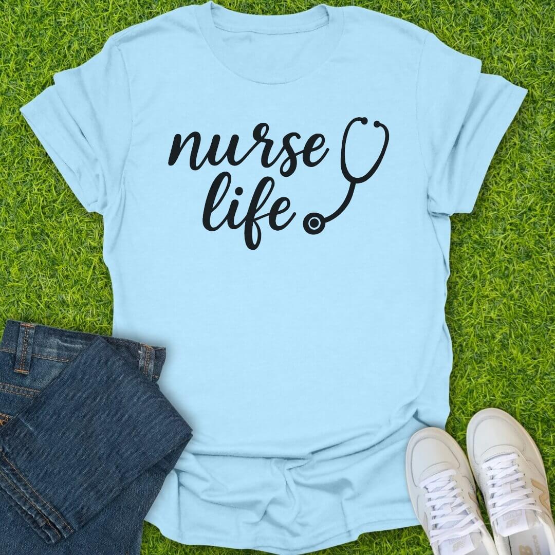 T-Shirt Light Blue / S Nurse Life Script Tee