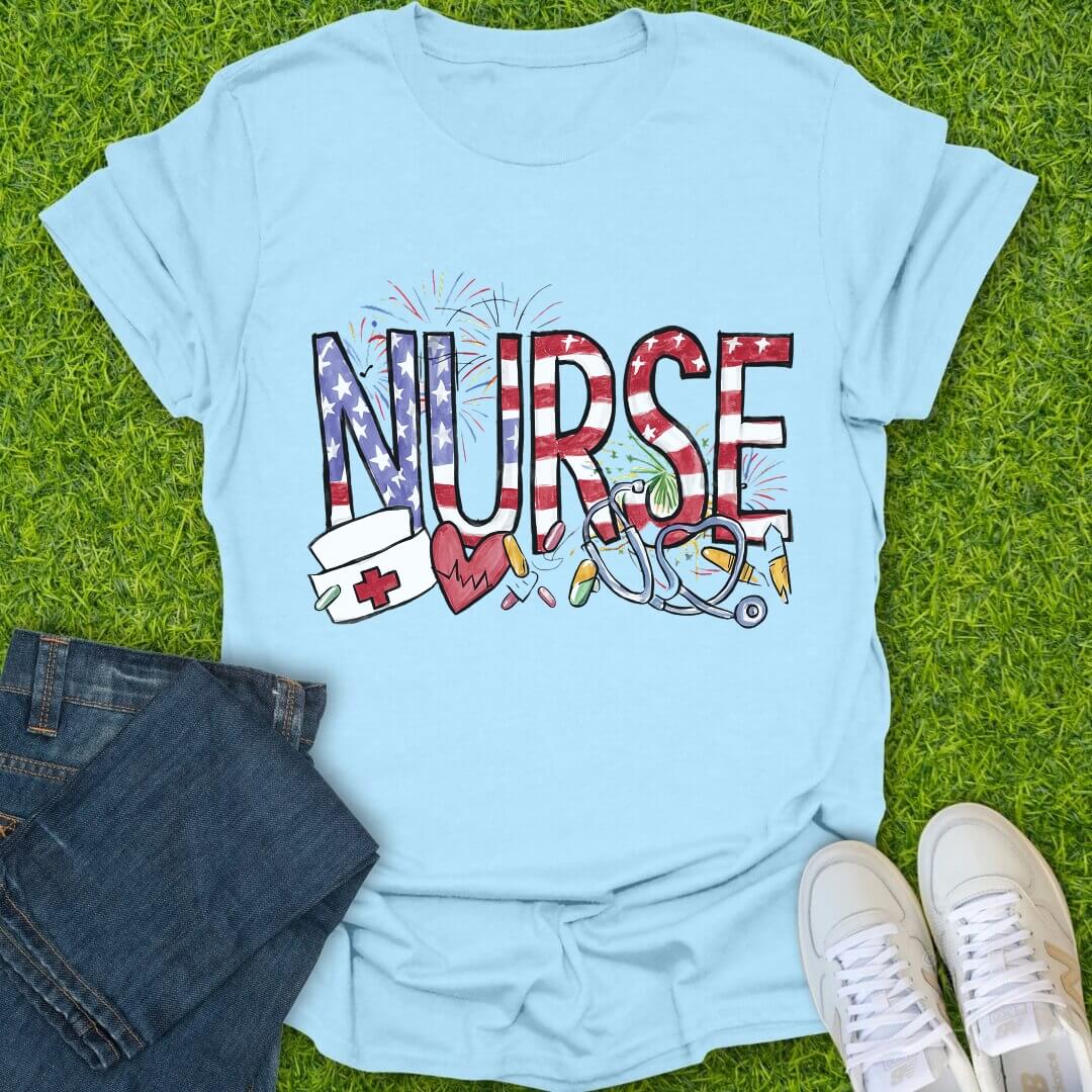 T-Shirt Light Blue / S Red White & Scrubs Tee