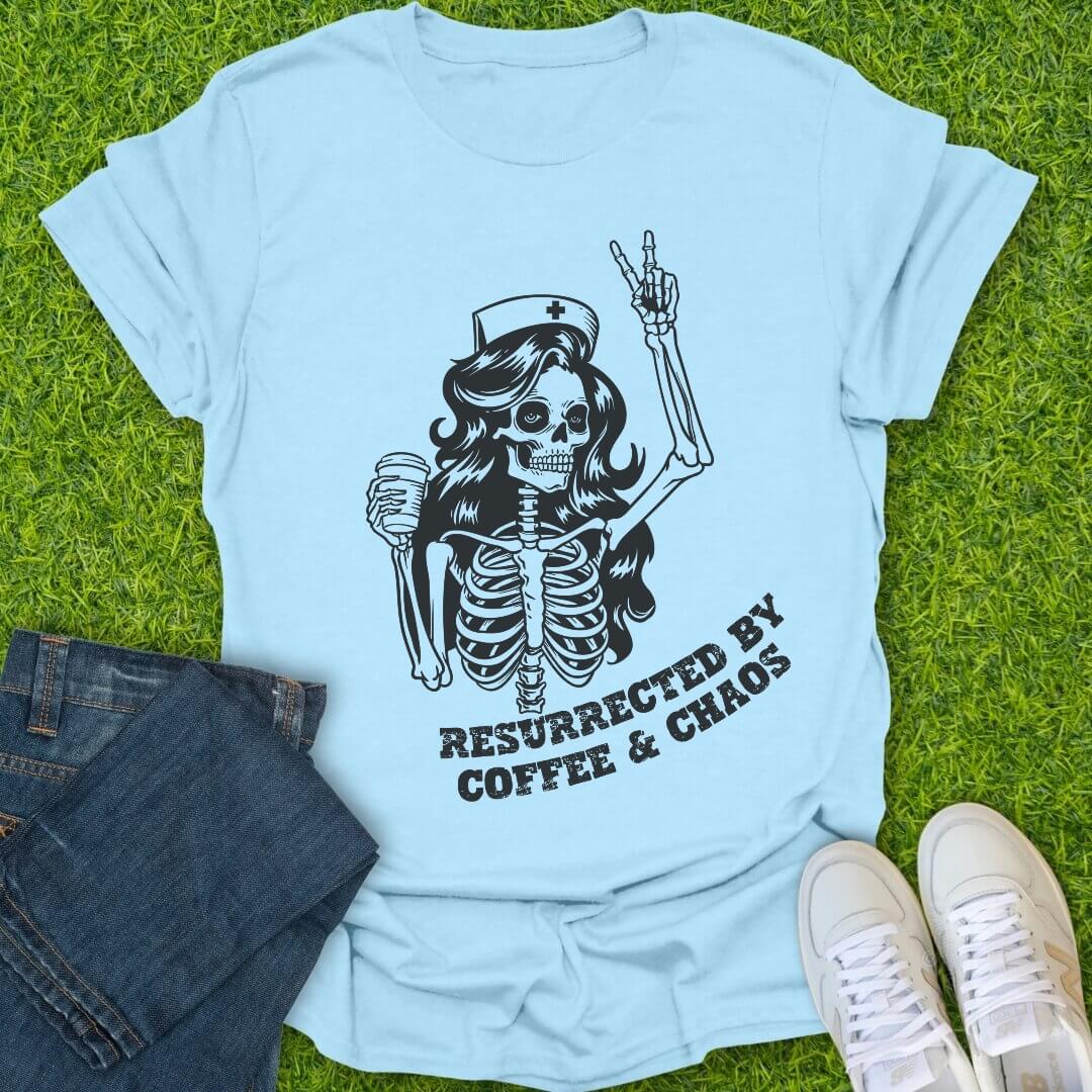 T-Shirt Light Blue / S Resurrected By Coffee & Chaos Tee