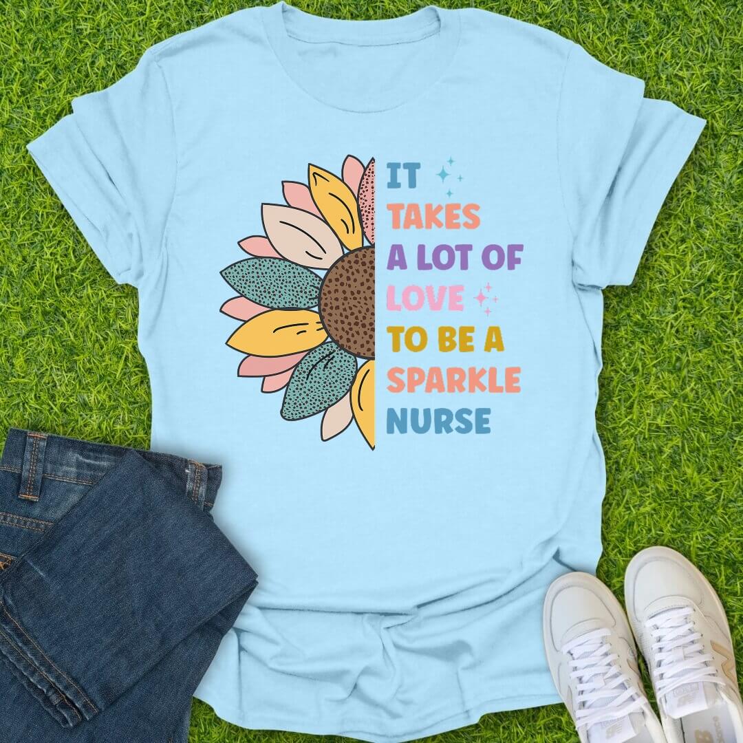 T-Shirt Light Blue / S Sparkle Nurse Tee