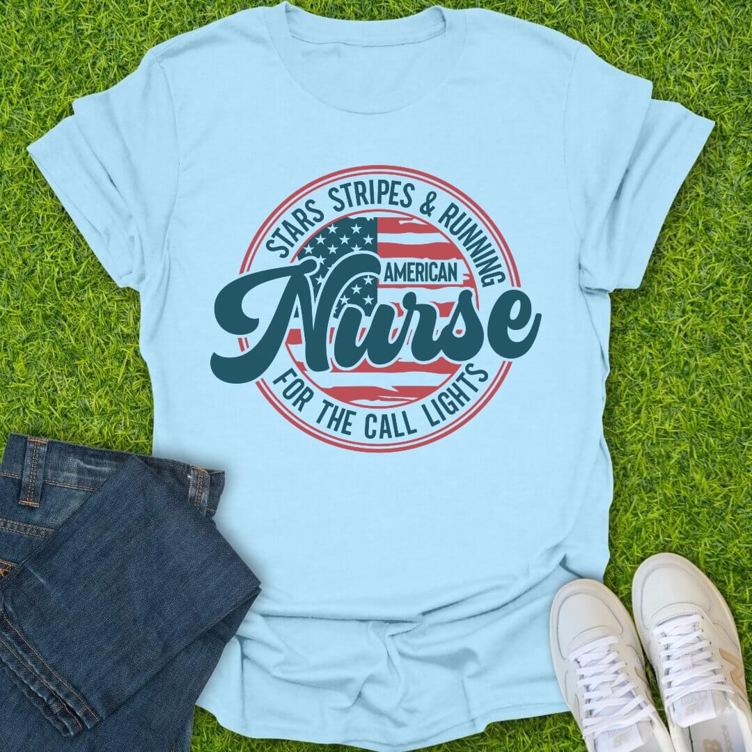 T-Shirt Light Blue / S Stars Stripes & Call Lights Tee