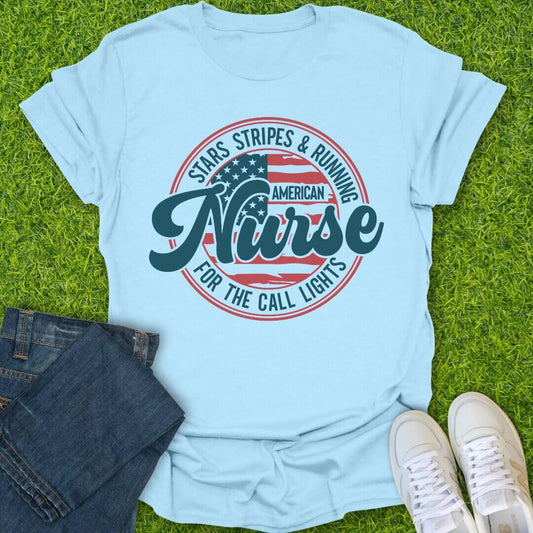 T-Shirt Light Blue / S Stars Stripes & Call Lights Tee