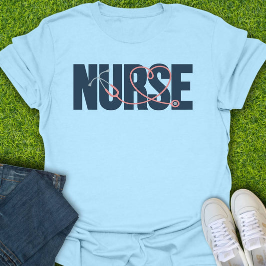 T-Shirt Light Blue / S Stethoscope Heart Nurse Tee