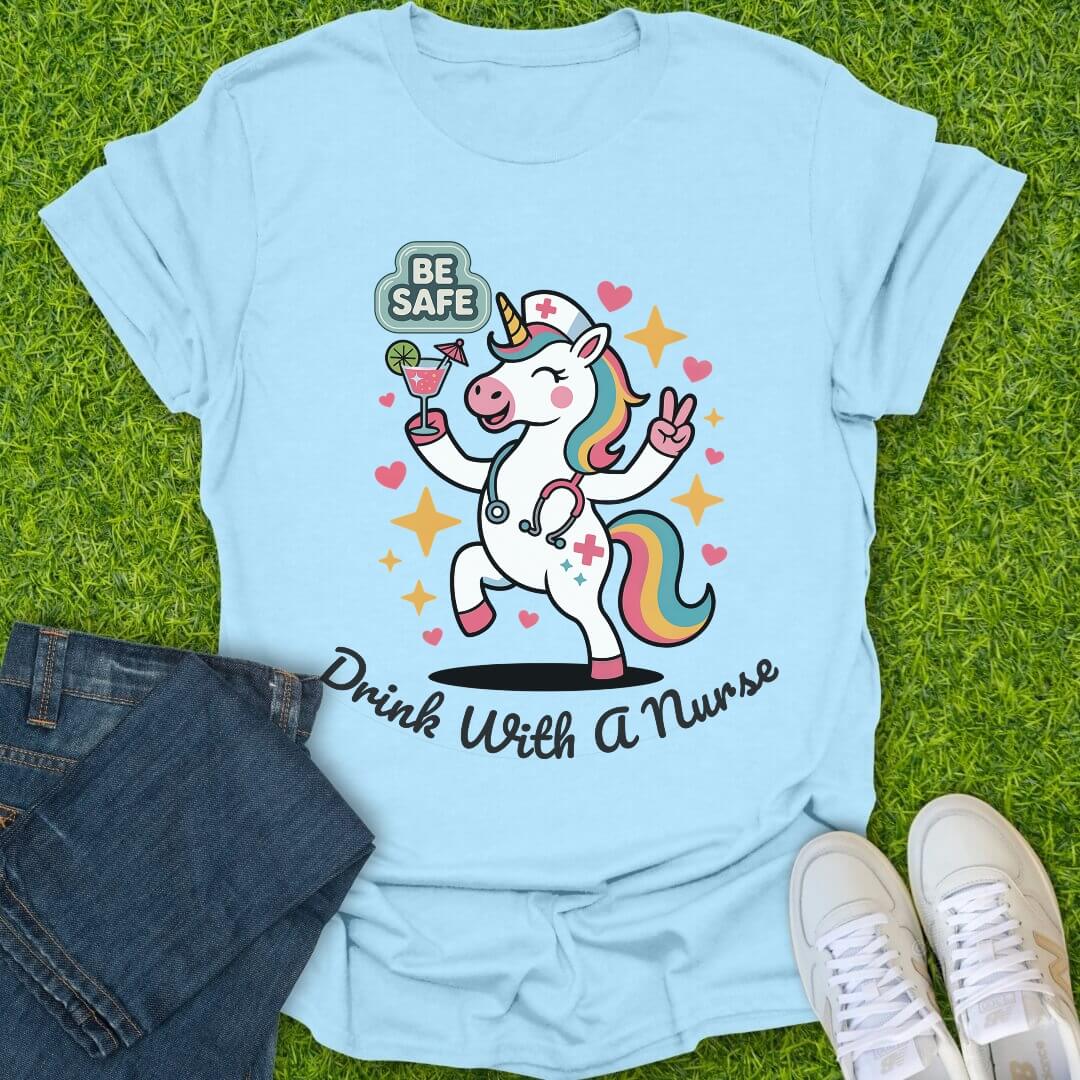 T-Shirt Light Blue / S Unicorn RN Happy Hour Tee