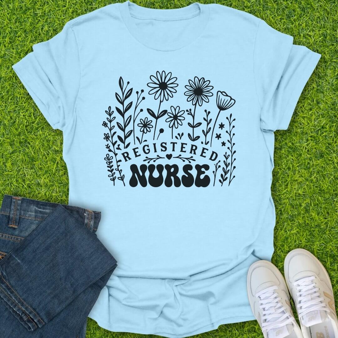 T-Shirt Light Blue / S Wildflower In Scrubs Tee