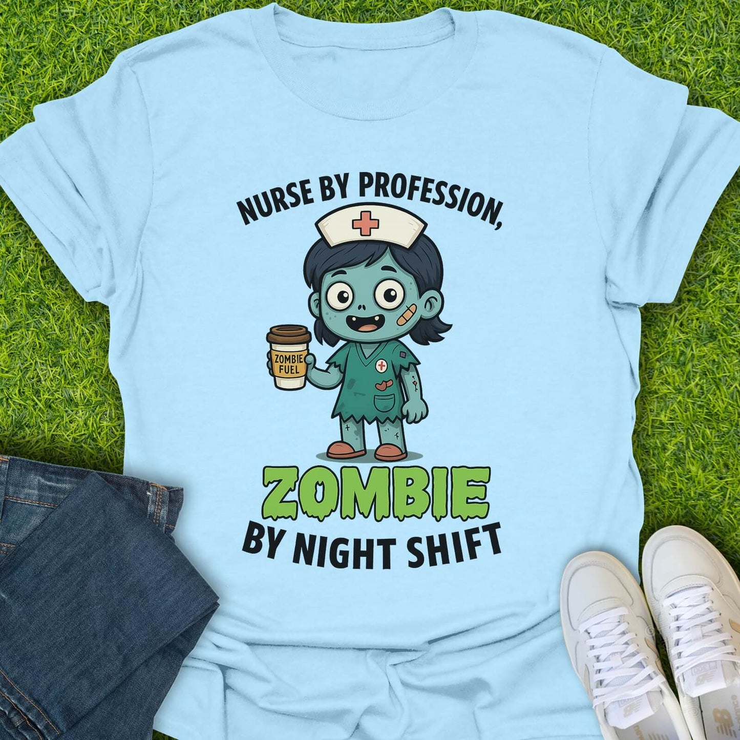 T-Shirt Light Blue / S Zombie By Night Shift Tee